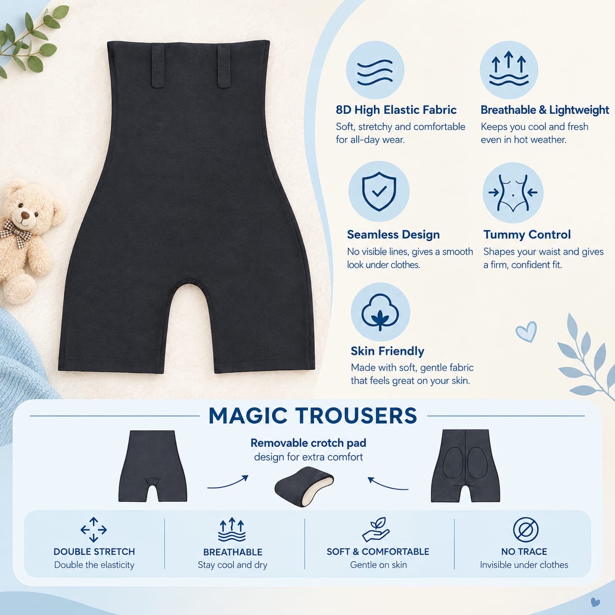 Maternity high-waisted women’s shapewear shorts